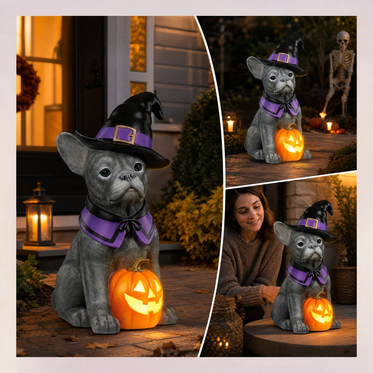 Clearance Halloween Giant Ground Breaking Skeleton Decor with LED Light-Up Moving Eyes, Scary Skull Stakes for Garden Lawn Holiday Party Decor