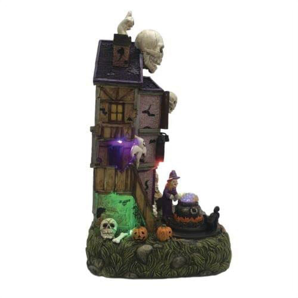 11" Animated Musical Skeleton Attack Village Building Tabletop Halloween Deco
