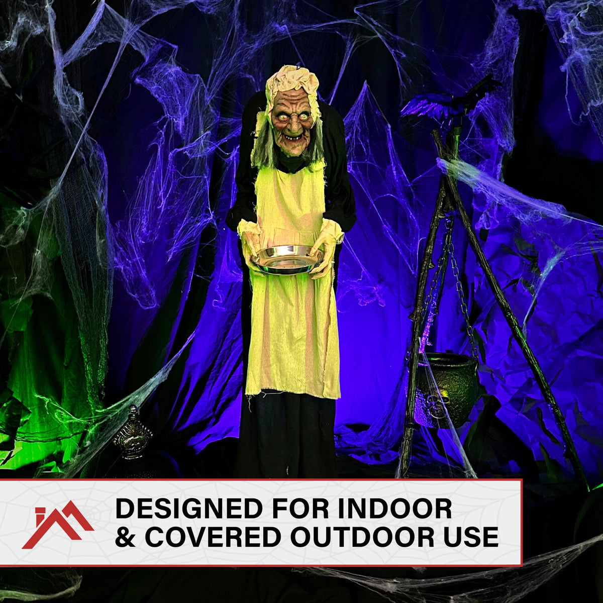 Haunted Hill Farm 5 ft Life-Size Animatronic Indoor/Covered Outdoor Zombie Maid Halloween Decoration, HHLADY-4FLSA