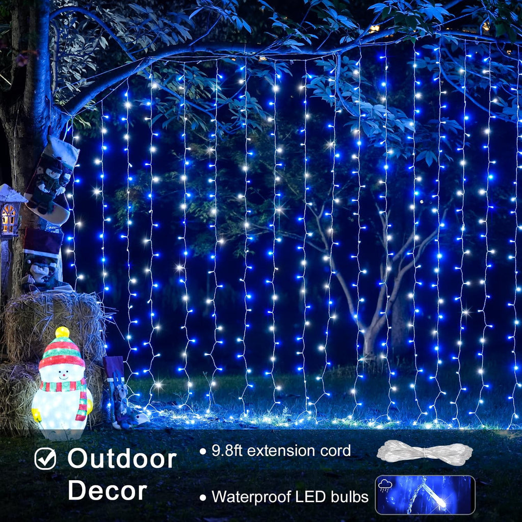 9.5x29.5ft Curtain Lights 900 LED White Indoor Outdoor Decor