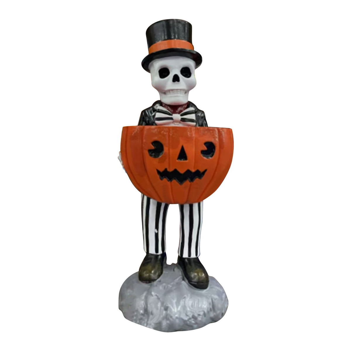 Halloween Decorations Skeleton Candy Bowl Statue Spooky Skull Top Hat Figurine Resin for Front Door Porch Mantel Entryway Table Home Party Decor