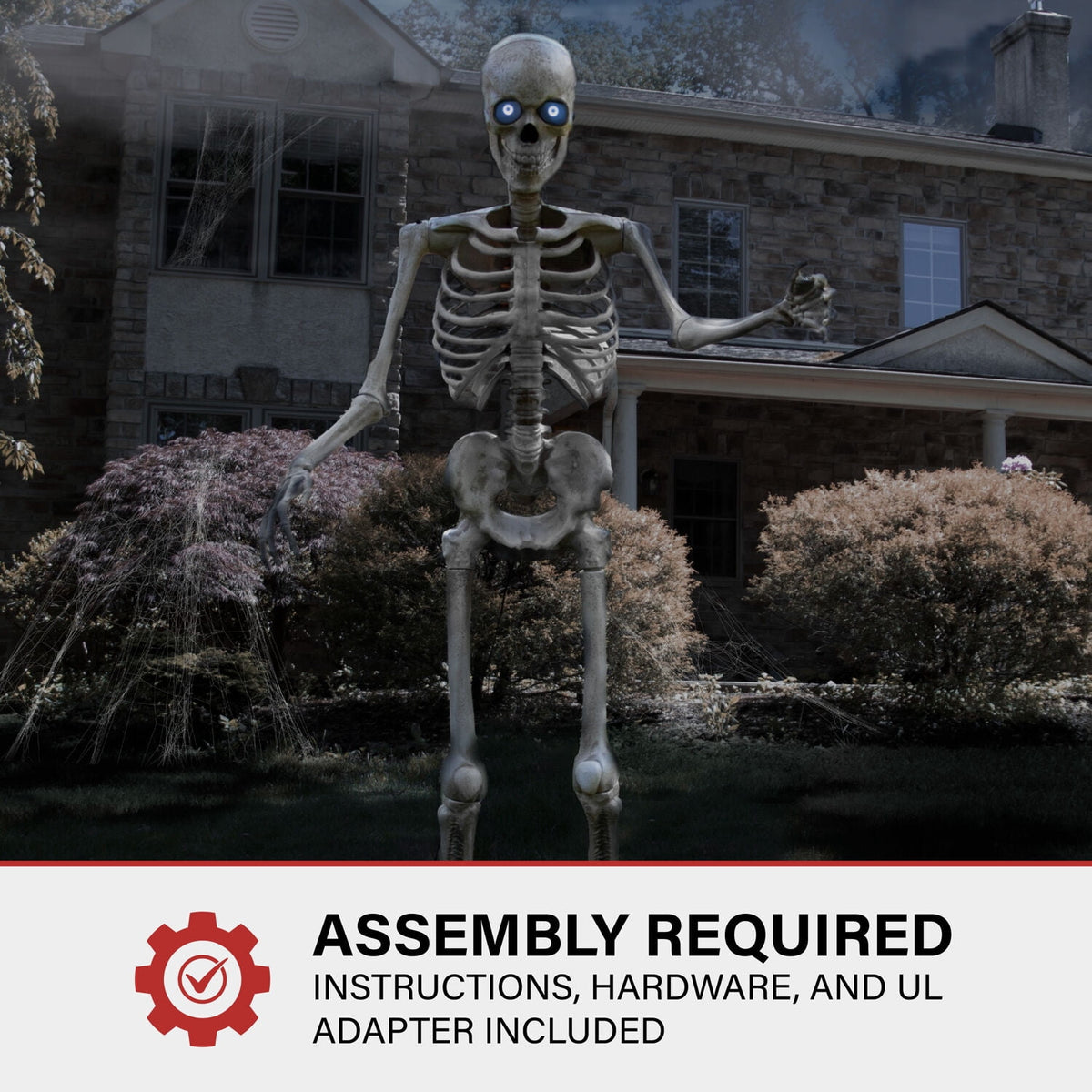 Haunted Hill Farm 8.0-Ft. Tall Motion-Activated Towering Skeleton, Premium Talking Halloween Animatronic, Plug-In