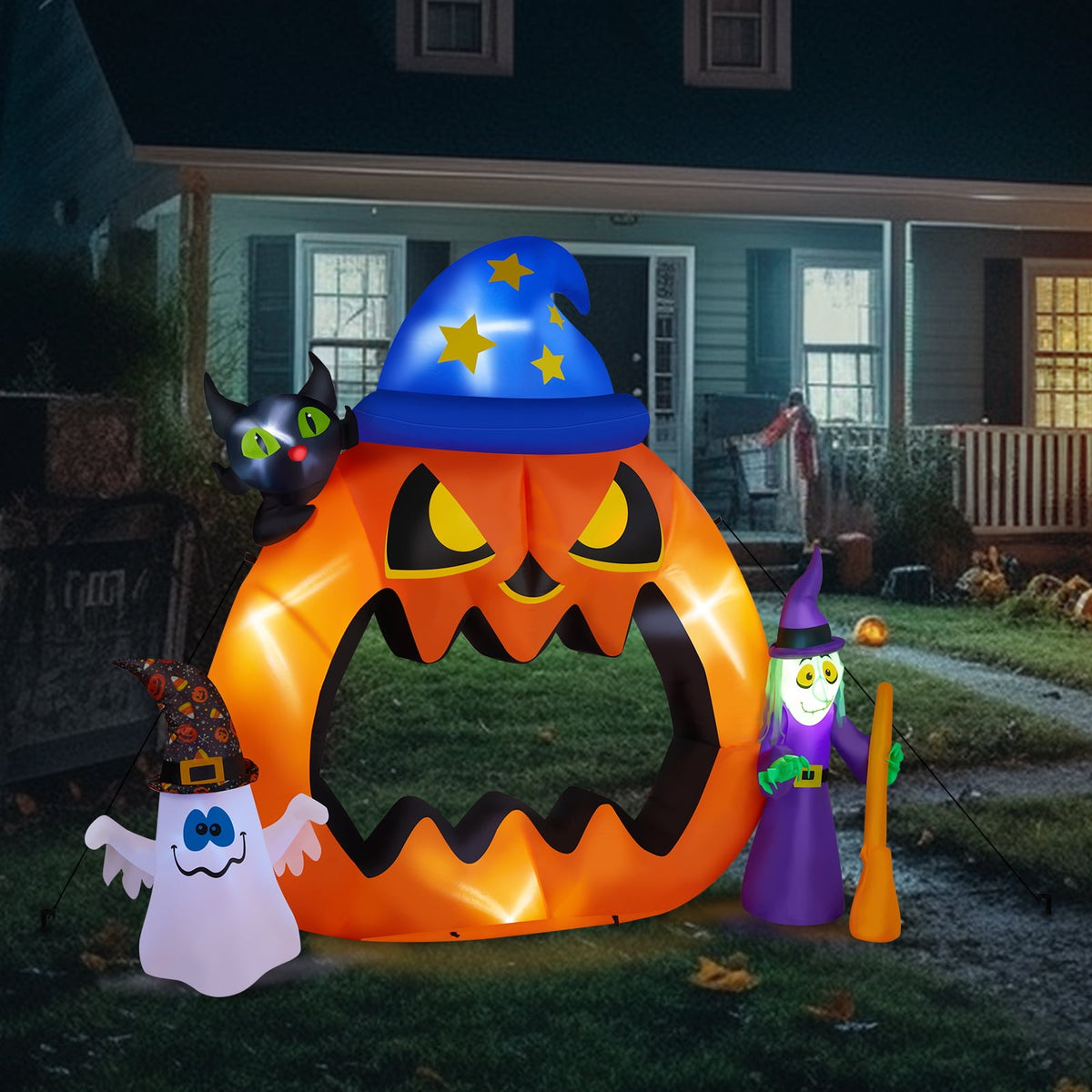 Yescom 5ft Halloween Pumpkins,Stacked Foldable,Jack O Lantern,LED Lights Party Outdoor Decorations 2026