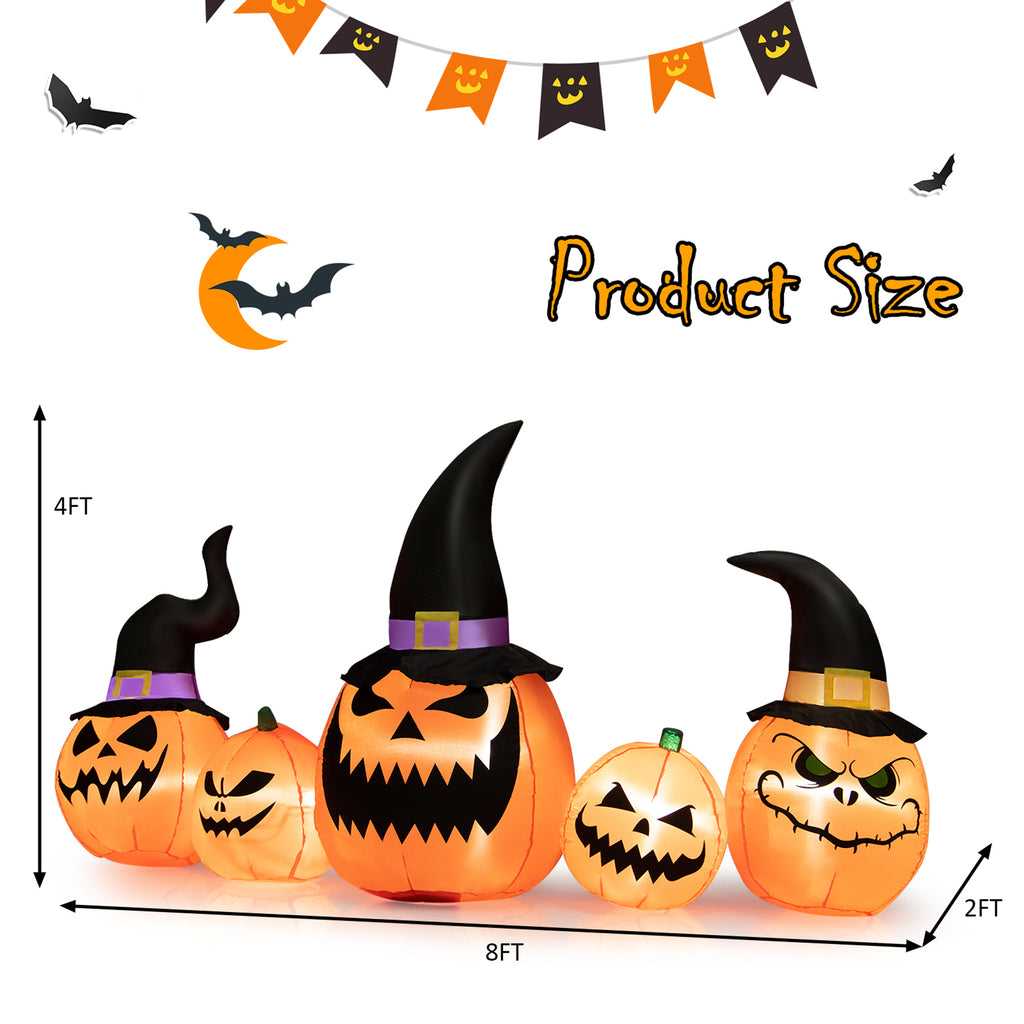 Gymax 4' Inflatable Halloween Pumpkin Yard Decoration w/Built-in LED Lights