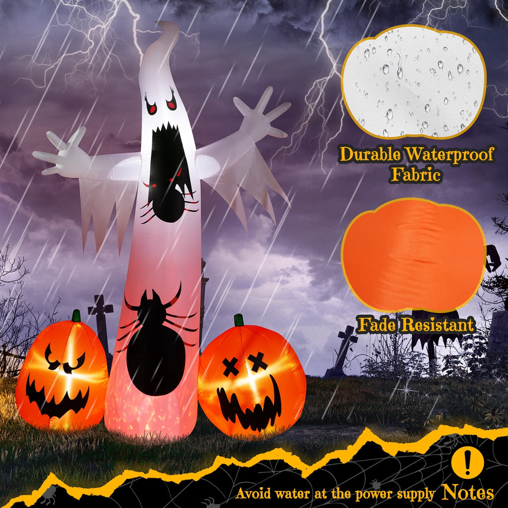 UBesGoo 12 ' Halloween Ghost & Pumpkin Outdoor Halloween Inflatables for Patio Garden Decor,1 Pcs