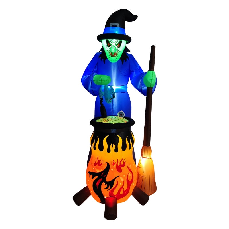 7.8 ft Halloween Inflatable Witch Outdoor Decoration, Blow-Up Witch with Built-in LED Lights, Halloween Yard Garden Lawn Holiday Party Decor