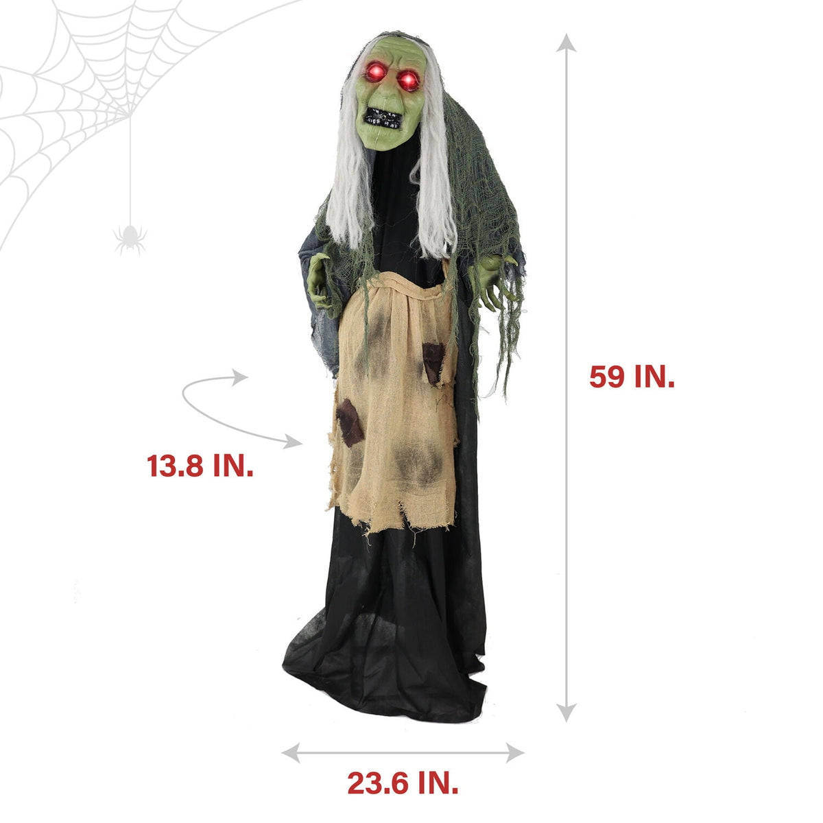 Haunted Hill Farm 6.0-Ft. Touch-Activated Mounted Flying Witch Halloween Animatronic