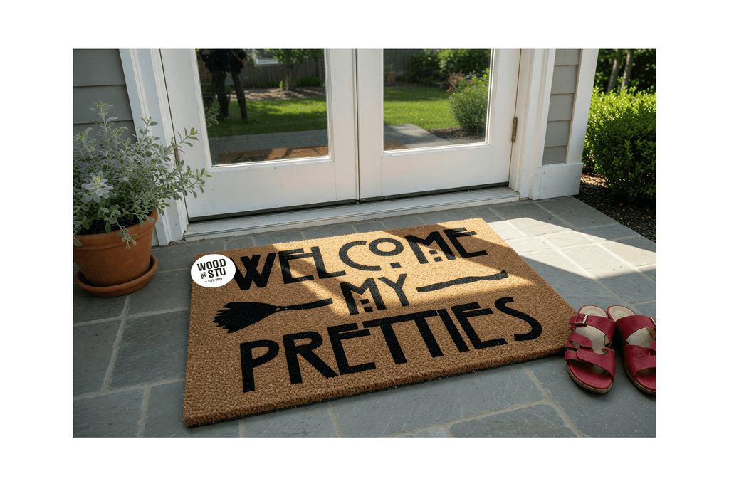 Welcome My Pretties Door Mat | Halloween Welcome Mat | Witch Hat Doormat | Funny Doormat | Halloween Decor | Funny Door Mat | Home Doormat
