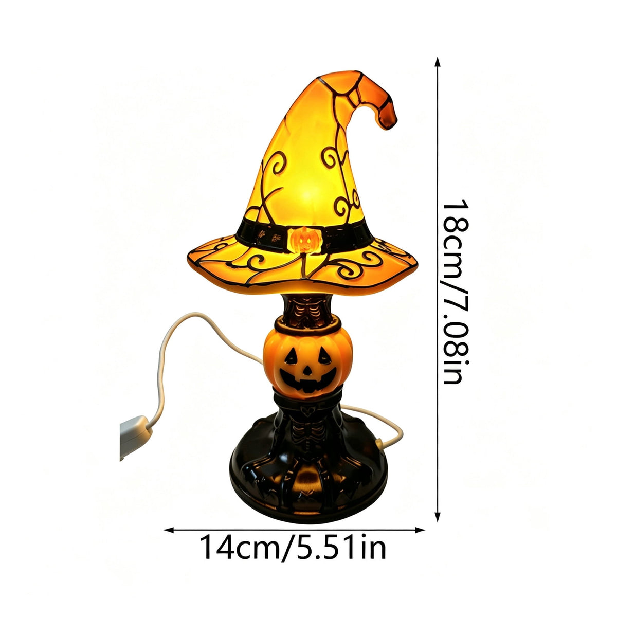 AZXY Halloween Stacked Lighted Pumpkin Figurine, Skeleton Cut‑Out Pumpkin Lamp, Spooky Holiday Floor Ornament, Halloween Yard Party Decoration for Porch Yard Living Room Use