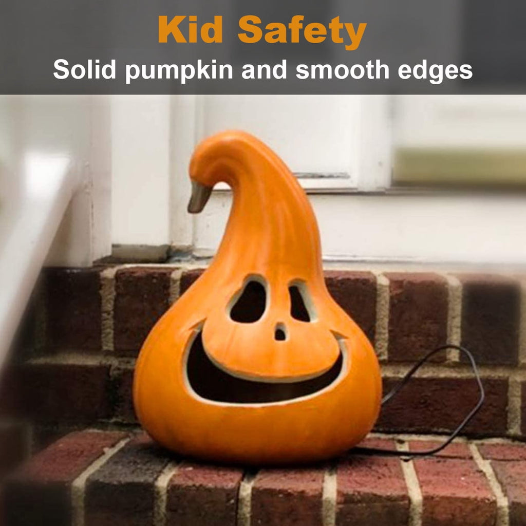 Gamexcel 21" LED Light-Up Jack O Lantern, Pre-lit Halloween Plastic Pumpkin Lights for Indoor/Outdoor Decoration - Angry Face