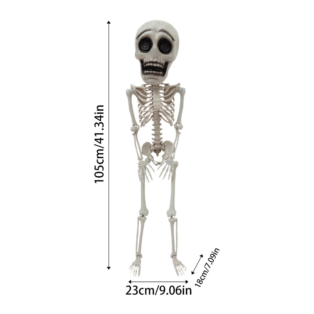 41.34 in Posable Halloween Skeleton Decoration, Plastic Hanging Skeleton with Articulated Joints and Rope for Yard, Tree, Porch, Haunted House & Indoor Decor, 1Pc