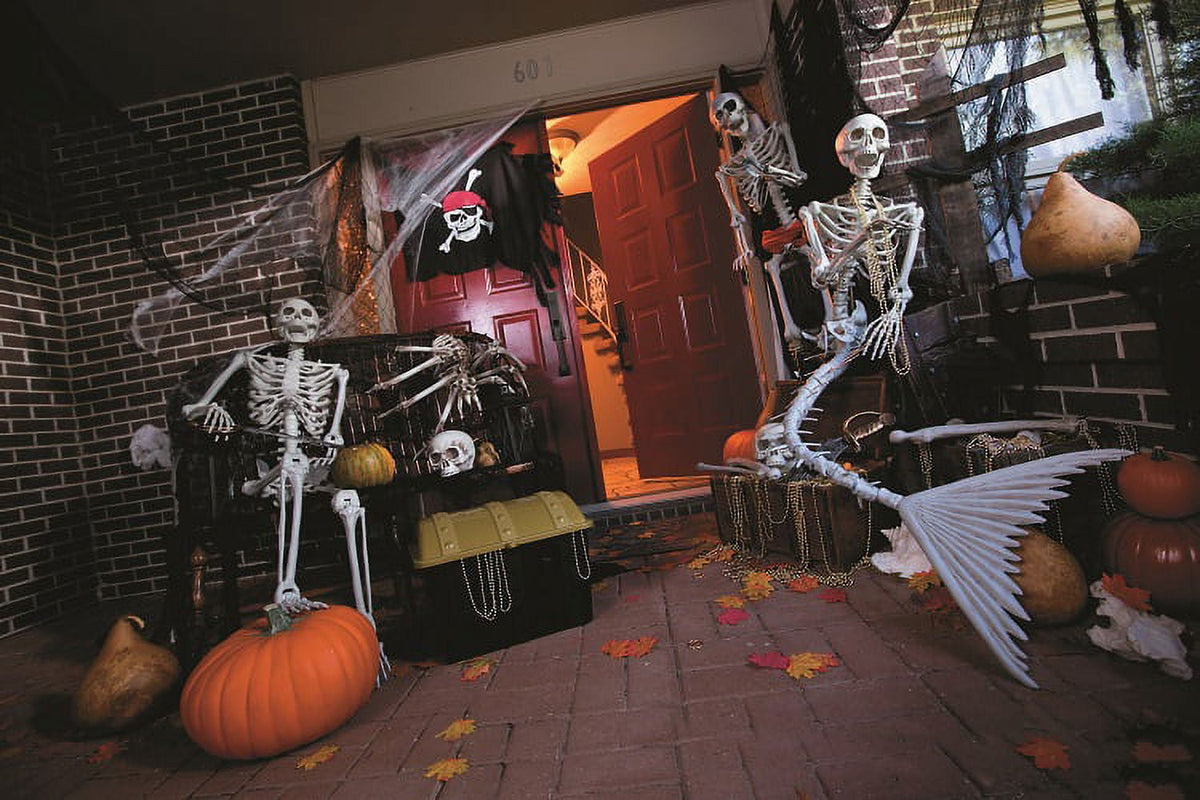 Fun Express 73", 6 Ft, Life Size Original Mermaid Skeleton decor Halloween Decoration, Plastic, Posable, Outdoor and Indoor Use, Halloween and Mystical Decor