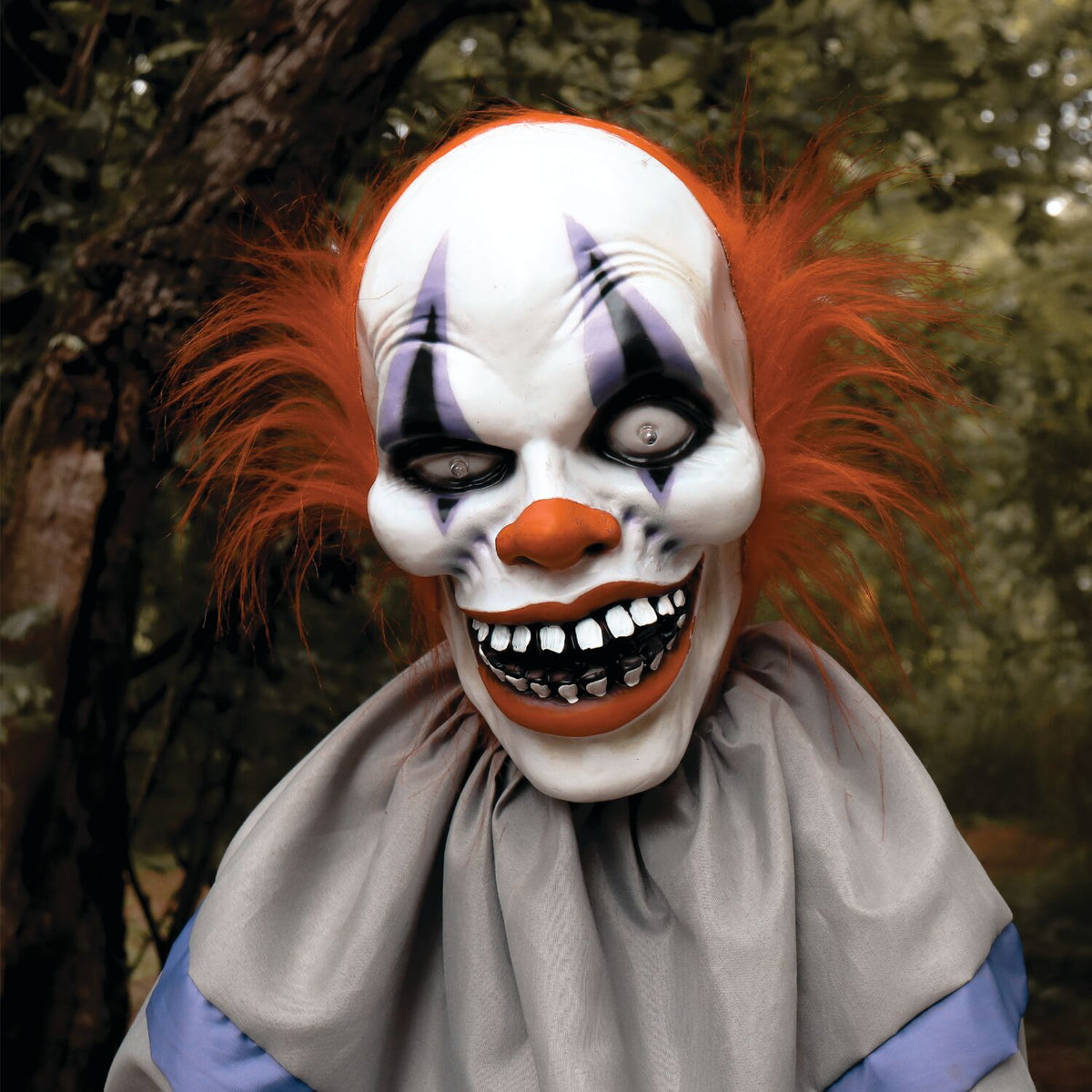 Haunted Hill Farm Animatronic 4.6-Ft. Swinging Clown with Lights and Sound, Indoor or Covered Outdoor Halloween Decoration