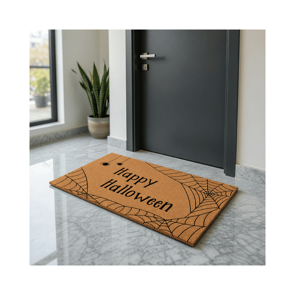 Happy Halloween Doormat, Spiderweb Spider Design, Funny Welcome Mat, Indoor Outdoor Entryway Rug, Halloween Home Decor 2031 (36x60 inches) 2031