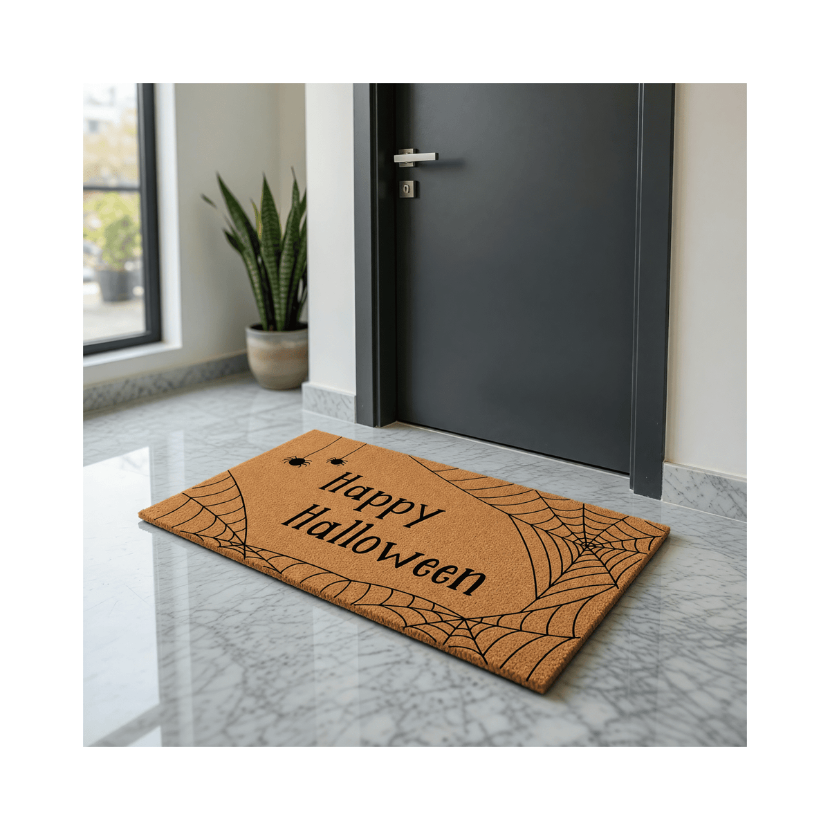 Happy Halloween Doormat, Spiderweb Spider Design, Funny Welcome Mat, Indoor Outdoor Entryway Rug, Halloween Home Decor 2031 (36x60 inches) 2031