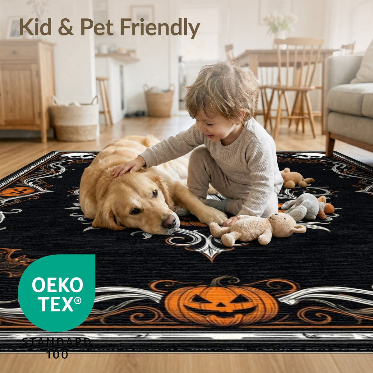 ODIKA Halloween October Phantom Gourd Flying Creature Fiber Doormat Stain Resistant Low Profile for Dorm Room, Small Living Apartment