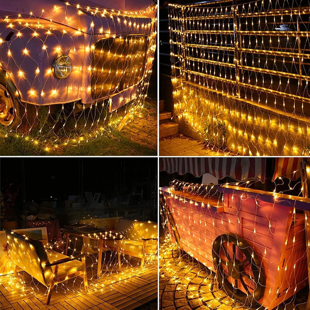 Garden Net Lights, Battery Operated 672 LED Waterproof Net Mesh Lights with 8 Modes, 6x4M Fairy String Lights for Outdoor Indoor Christmas Tree, Bush, Backyard, Garden, Party Décor
