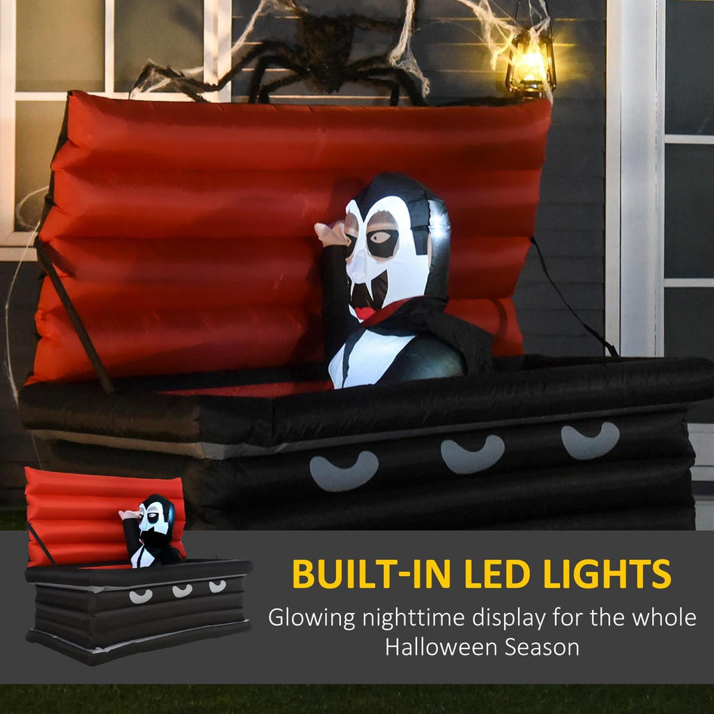 Demi Bonn 6ft W Halloween Inflatables Outdoor Decorations Vampire and Giant Coffin, Blow Up LED Yard Decor, for Garden, Lawn, Party, Holiday, Black