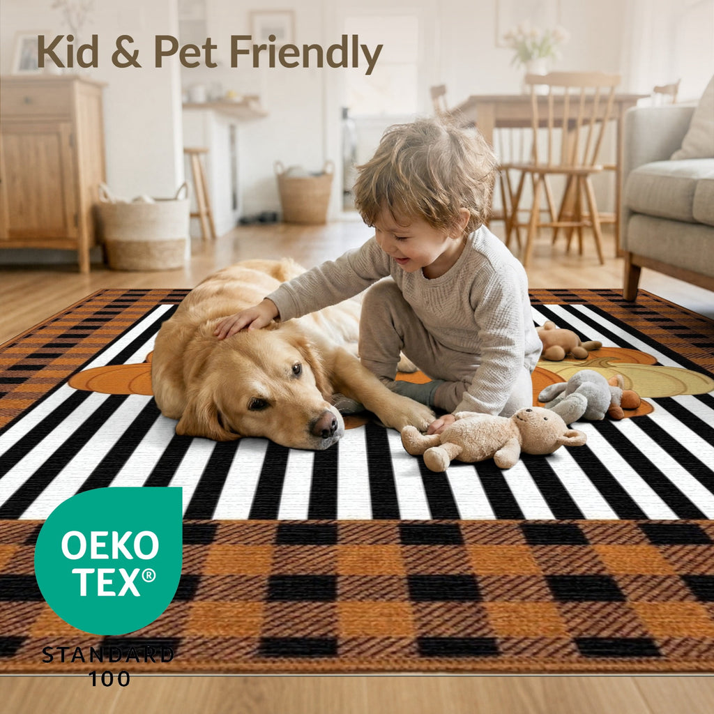 ODIKA Halloween Spooky Harvest Striped Welcome Ghosts Fallc Door Doormat Stain Resistant Low Profile for Dorm Room, Small Living Apartment