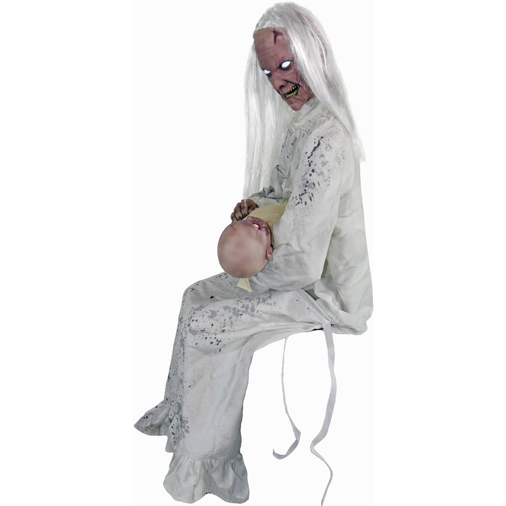 Haunted Hill Farm Life-Size Animatronic Gravely Granny by Tekky Halloween Decoration, 2.9-Ft.