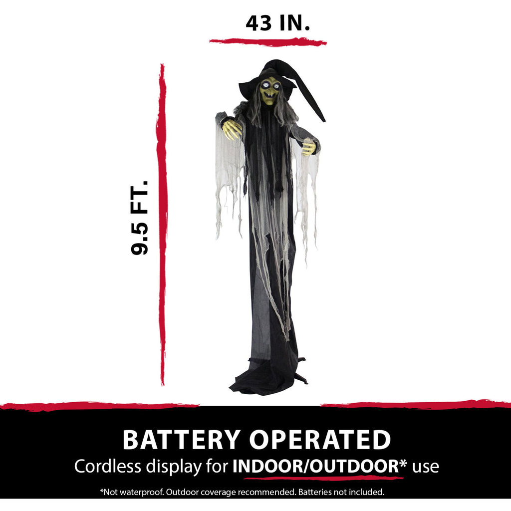 Haunted Hill Farm 6 ft Animatronic Talking Forest Witch with Movement and Lights for Scary Halloween Decoration, HHWITCH-44FLSA
