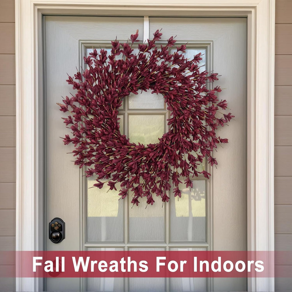 26 Inch Realistic Fall Wreaths for Front Door Outside Autumn Wreath Outdoor Indoors Fall Decorations for Home Thanksgiving Halloween Holiday Decorations Clearance for Wall Porch Door (Wheat)