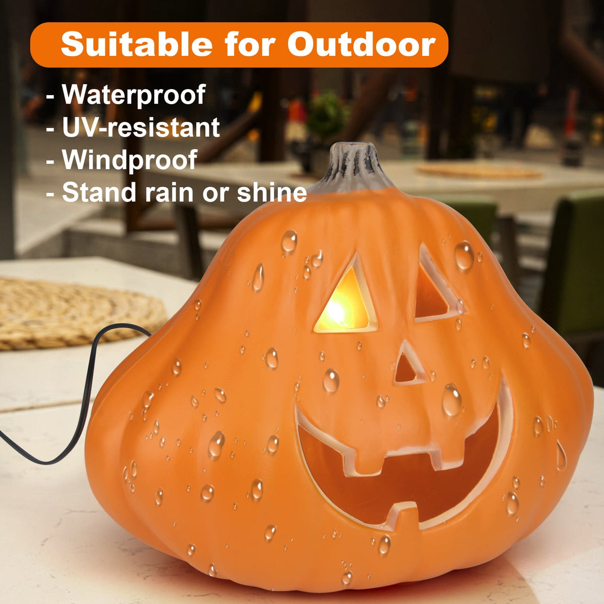 21in+12in LED Light Up Jack O Lantern Halloween Pumpkin Lights Indoor/Outdoor Holiday Festival Garden Patio Front Door Decor