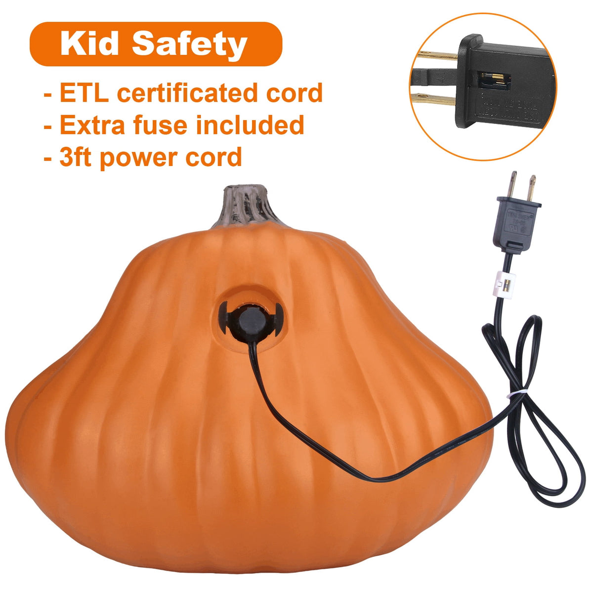 Gamexcel 21" LED Light-Up Jack O Lantern, Pre-lit Halloween Plastic Pumpkin Lights for Indoor/Outdoor Decoration - Angry Face