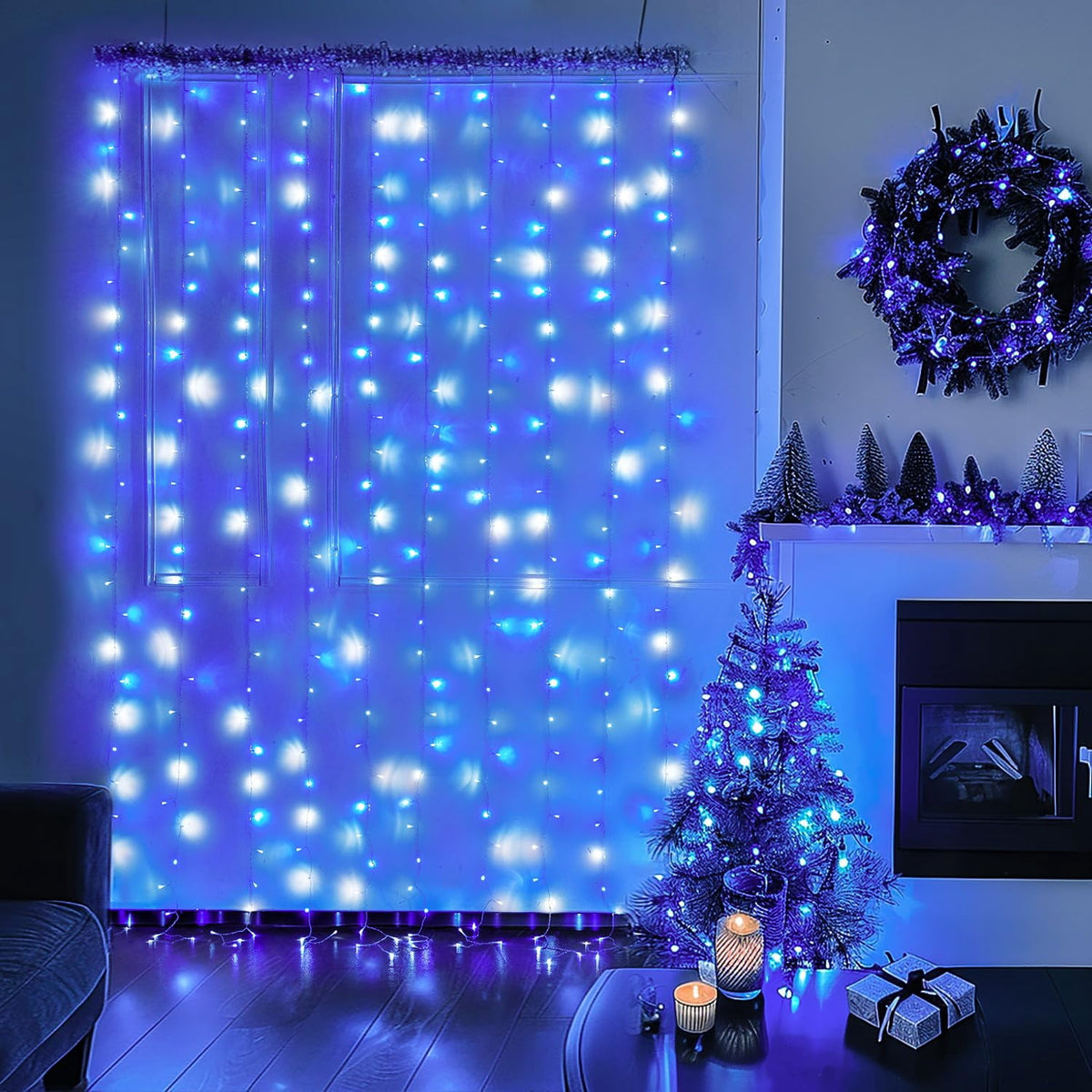 9.5x29.5ft Curtain Lights 900 LED White Indoor Outdoor Decor