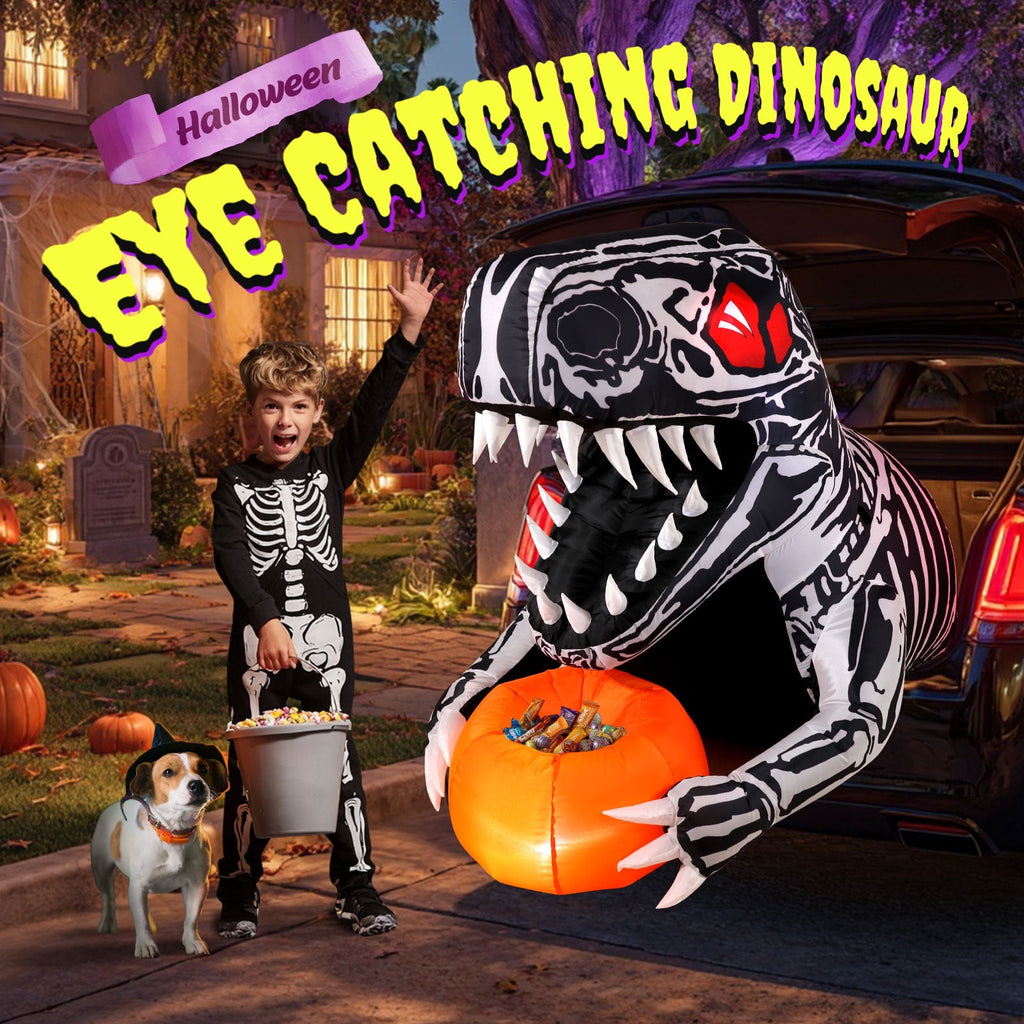Ayieyill Halloween Inflatables Decorations Skeleton and Dog, Halloween Blow ups Yard Decorations Outdoor for Garden Lawn