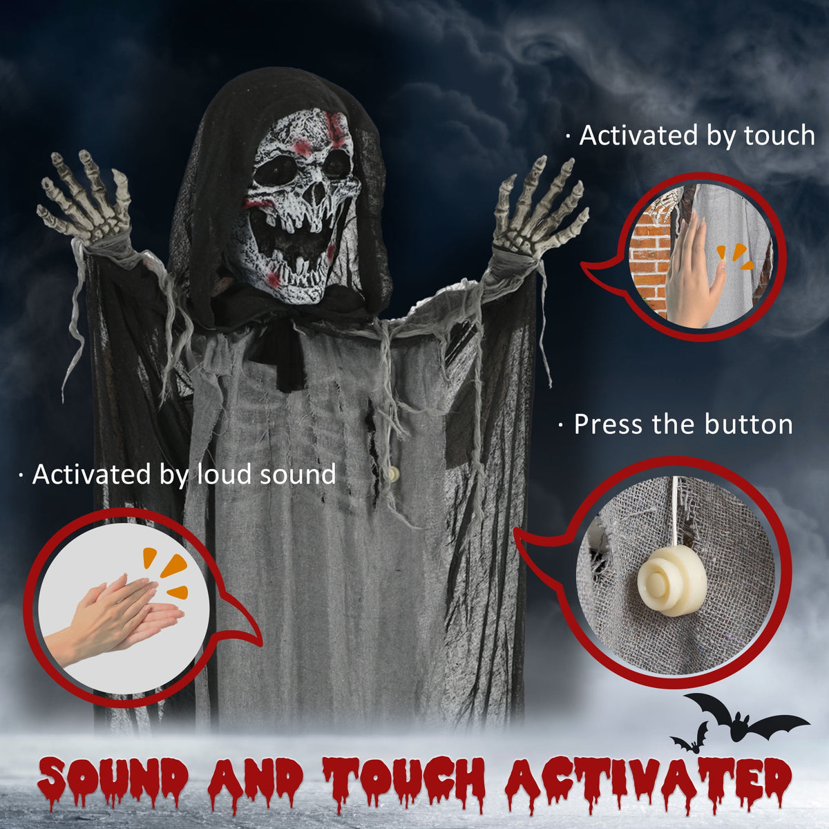 ENNSOO Halloween Decor Skeleton Witch Animated Character for Home Haunted Display