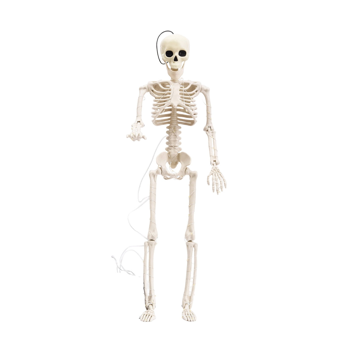 Glowing Pose-N-Stay Halloween Skeletons, Life-Size Full Body Realistic Posable Skeleton with Movable Joints, Spooky Haunted House Decor for Outdoor Yard, Patio & Front Porch