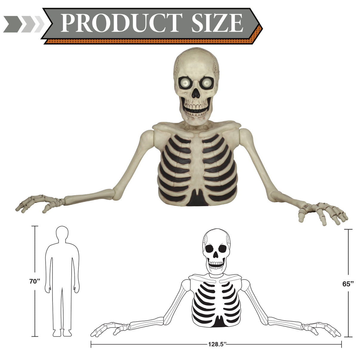 Seasons 35" Halloween Giant Groundbreaker Skeleton, Halloween Decoration for Outdoor Lawn Yard and Porch