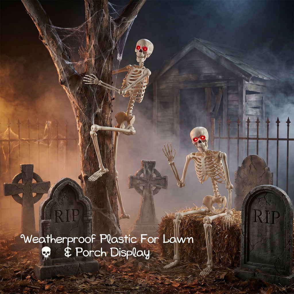 Ayieyill 5.4ft Halloween Skeleton Decorations, Weathered Posable Skeleton Decor for Halloween Decorations Outdoor Indoor