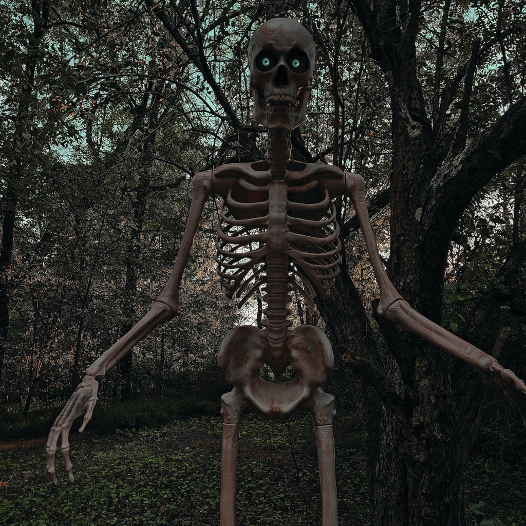 Haunted Hill Farm 8.0-Ft. Tall Motion-Activated Towering Skeleton, Premium Talking Halloween Animatronic, Plug-In
