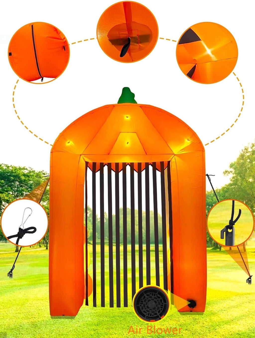 Kalolary 9.5ft Halloween Inflatable Pumpkin Arch with LED Lights - Outdoor/Indoor Yard Decoration for Halloween Party & Home