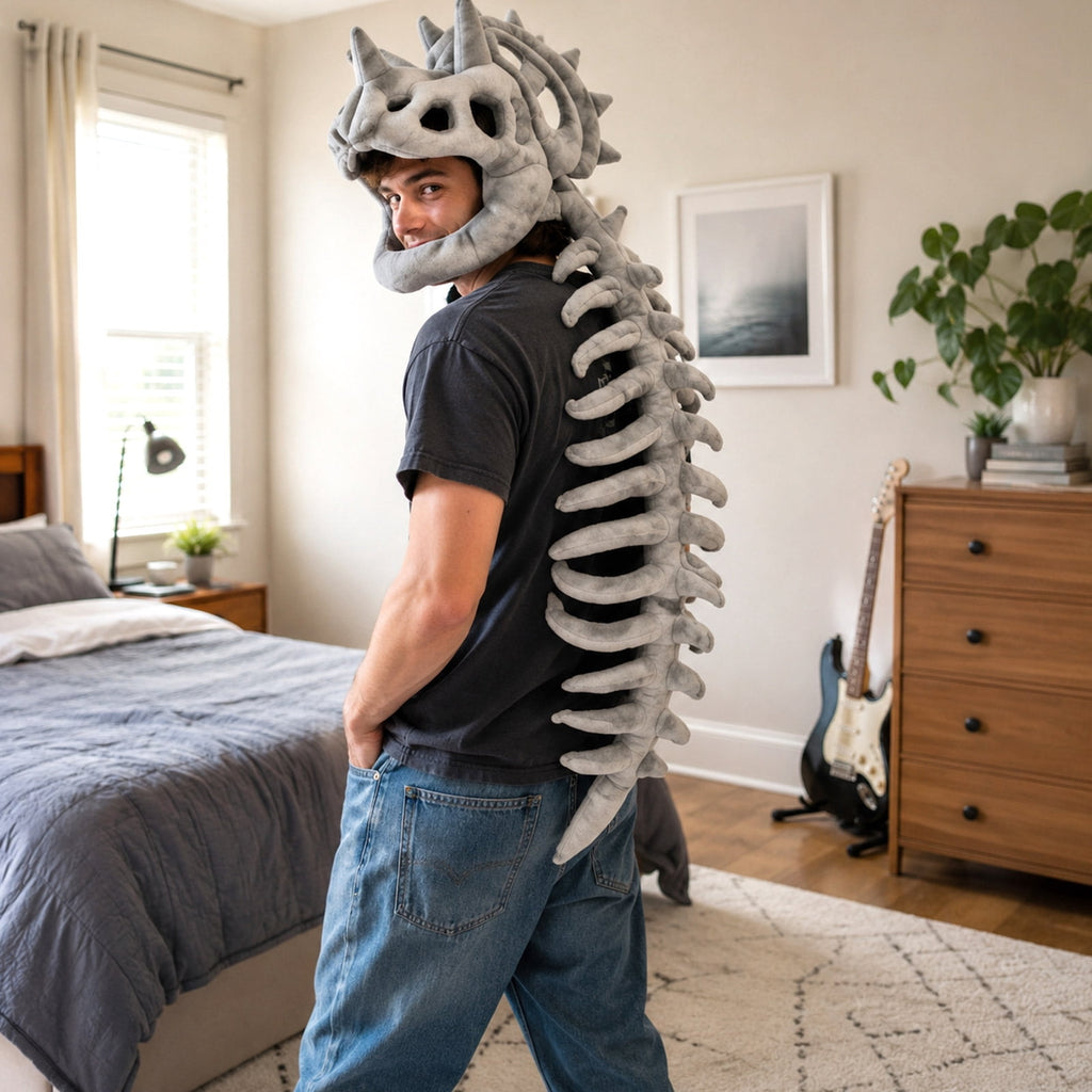 Realistic Dinosaur Skeleton Costume Plush Toys Set, Halloween Fun Skeleton Dinosaur Costume Dress-Up Fossil Jumpsuit,Perfect Holiday Gift - Christmas Gift Birthday Gift