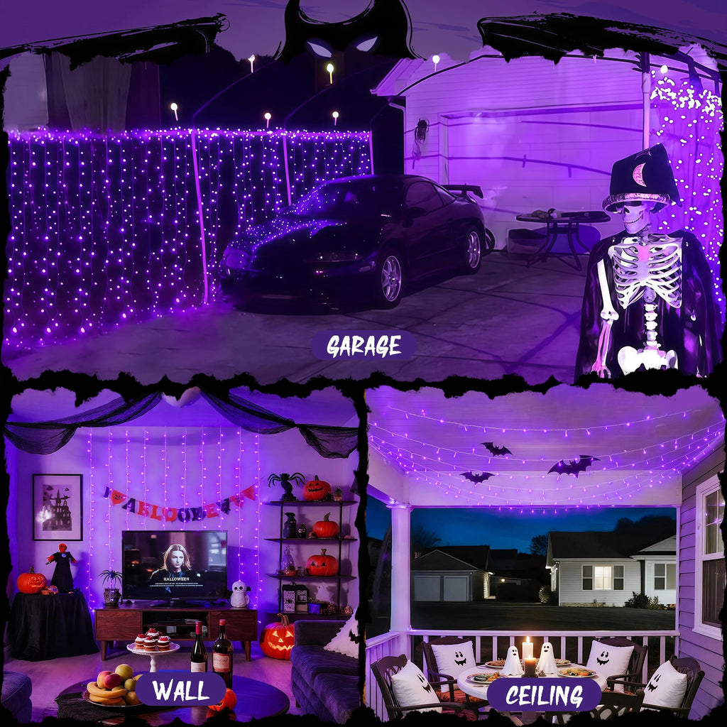 9.5x29.5ft Curtain Lights 900 LED White Indoor Outdoor Decor