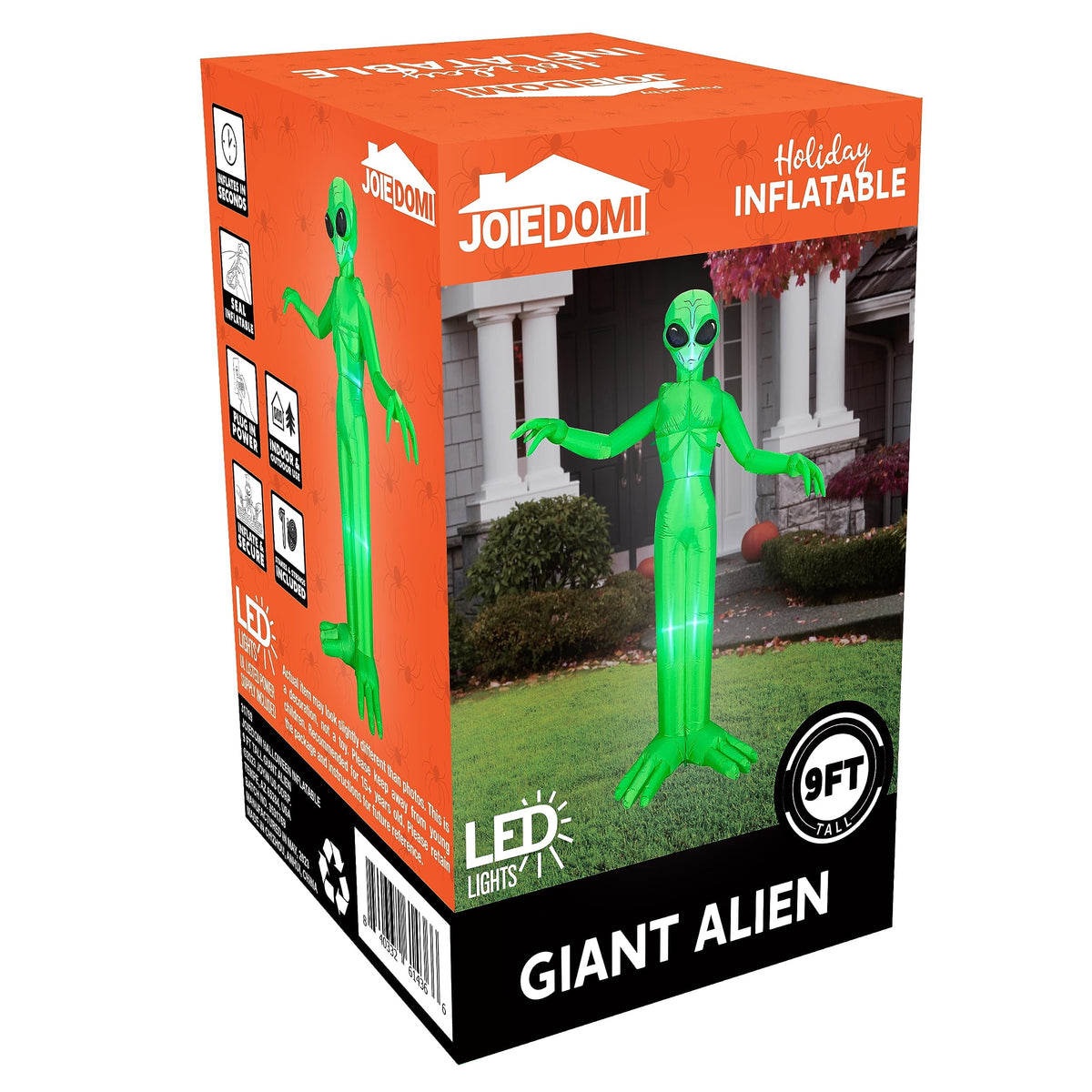 Joyfy 9 ft Halloween Inflatable UFO Alien Decoration with Built-in LEDs,UFO Halloween Decorations Outdoor Blow Up Yard Lawn Decoration