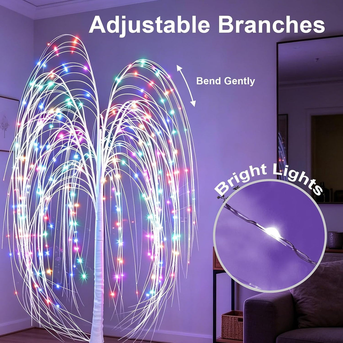 5FT Lighted Weeping Willow Tree, 216 LED, 32 Colors for Party, Home, Garden, Wedding, Christmas, Halloween