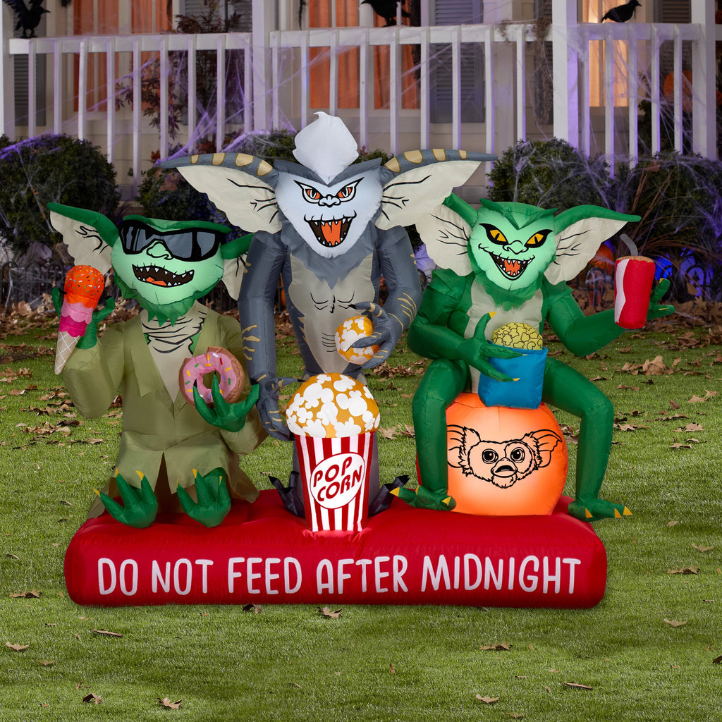 Gremlins Halloween Inflatable Scene with Movie Snacks and Sign, 4.5-Ft Lighted Airblown Yard Decor