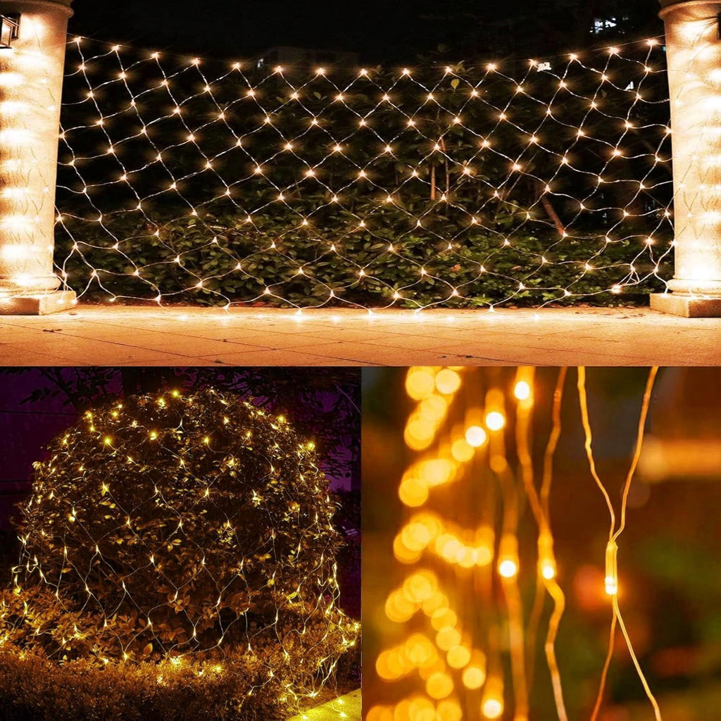 Garden Net Lights Battery Operated, 4mx6m 672LEDMesh Fairy String Lights Fairy Net Lights 8 Modes Waterproof Net Mesh String Lights for Garden Balcony Decor