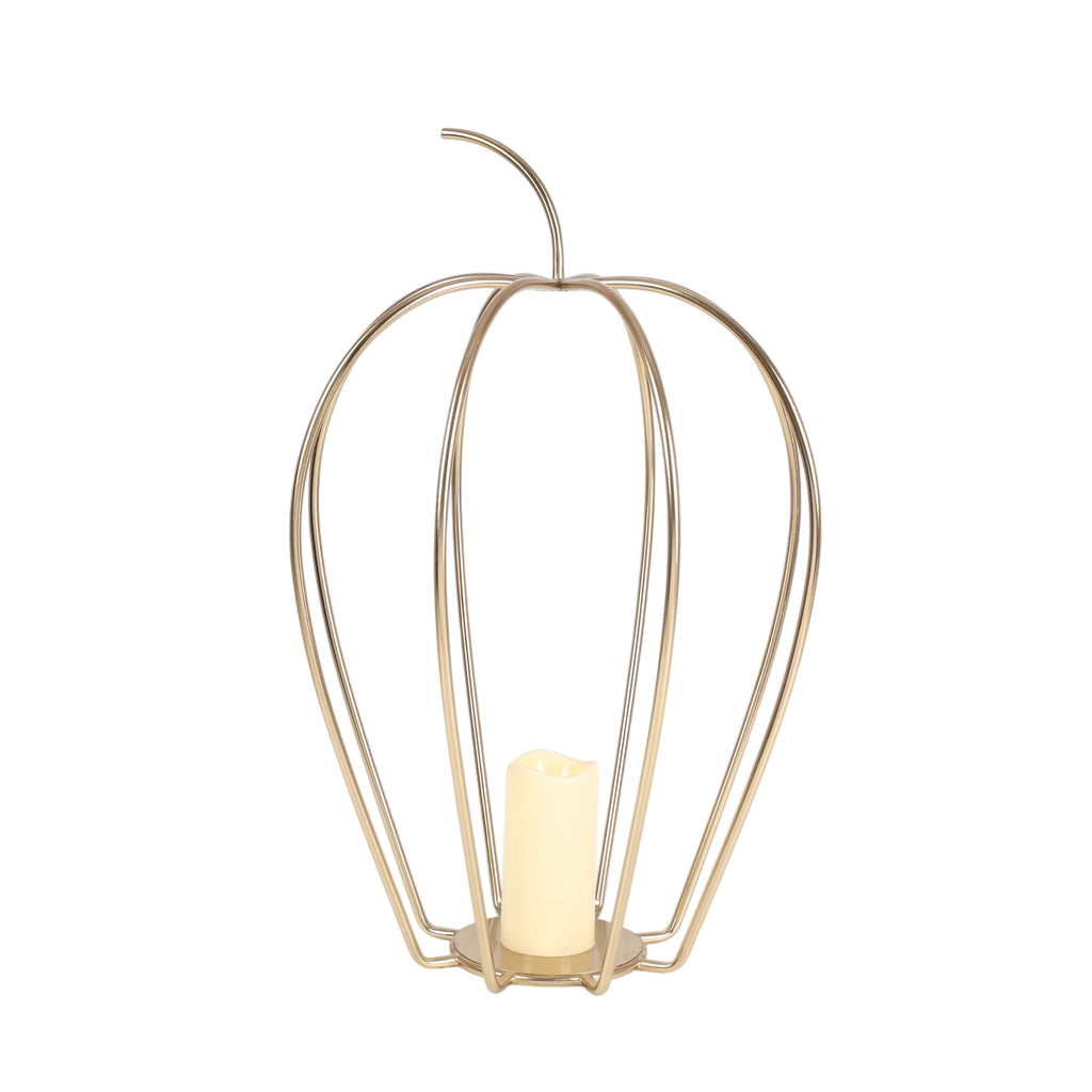 Gold Metal Pumpkin Lantern Halloween Decoration, 26"H, by Way To Celebrate