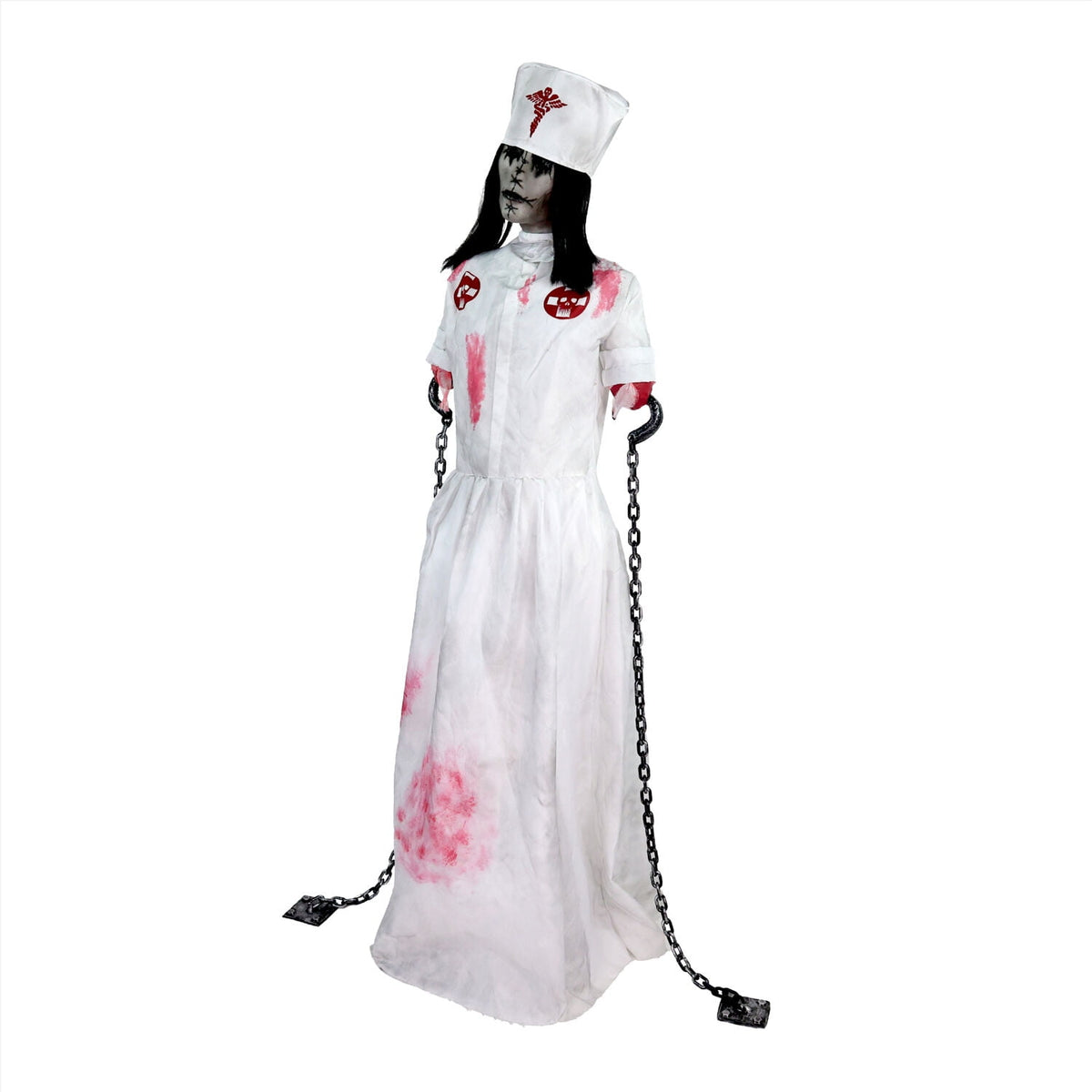 Haunted Hill Farm Life-Size Animatronic Convulsing Nurse by Tekky Halloween Decoration, 5.2-Ft.