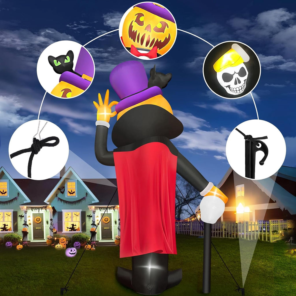 Kalolary 14FT Halloween Inflatable Pumpkin Vampire Outdoors Decoration, Blow Up Yard Decorations with Built-in LED Lights Giant Pumpkin Inflatable for Halloween Party Garden Lawn Outdoor Decor