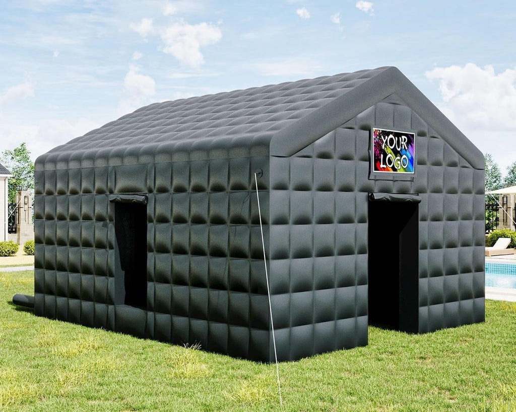 Jocisland 20x16x14 ft Large Black Inflatable Night Club Tent for Adults, Inflatable Nightclub with 2 Side Doors Gazebo Event House, Halloween Decor