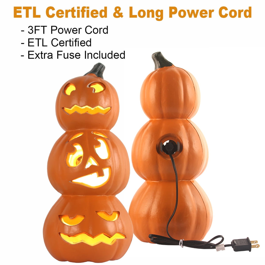 DUNCHATY LED Halloween Pumpkin Lights Set of 2, LED Pumpkin Decorations, Halloween Decor for Outdoor, Garden & Window (20"+21")