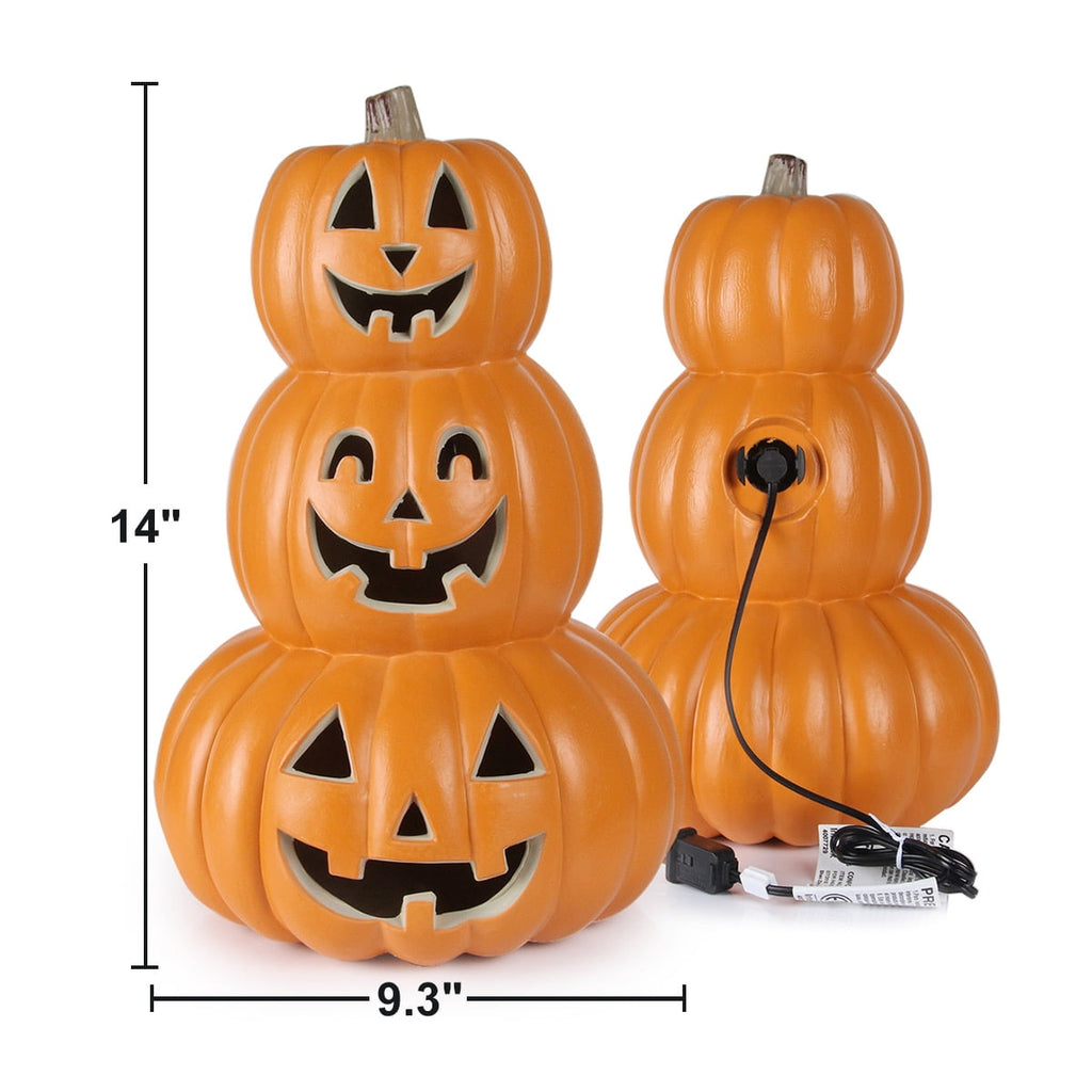 DUNCHATY LED Halloween Pumpkin Lights Set of 2, LED Pumpkin Decorations, Halloween Decor for Outdoor, Garden & Window (20"+21")