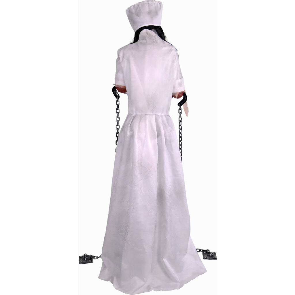 Haunted Hill Farm Life-Size Animatronic Convulsing Nurse by Tekky Halloween Decoration, 5.2-Ft.