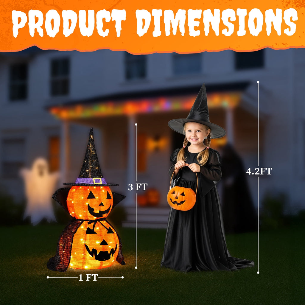 Ktaxon 3FT Pumpkins Halloween Lighted Pumpkin Outdoor Decoration for Holiday Lawn Garden Party,2Pcs